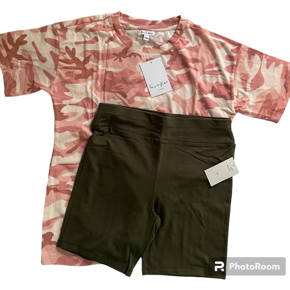 love, Fire Other - Love Fire Girls OVERSIZED TEE AND BIKE SHORT SET PRINTED CAMO LARGE